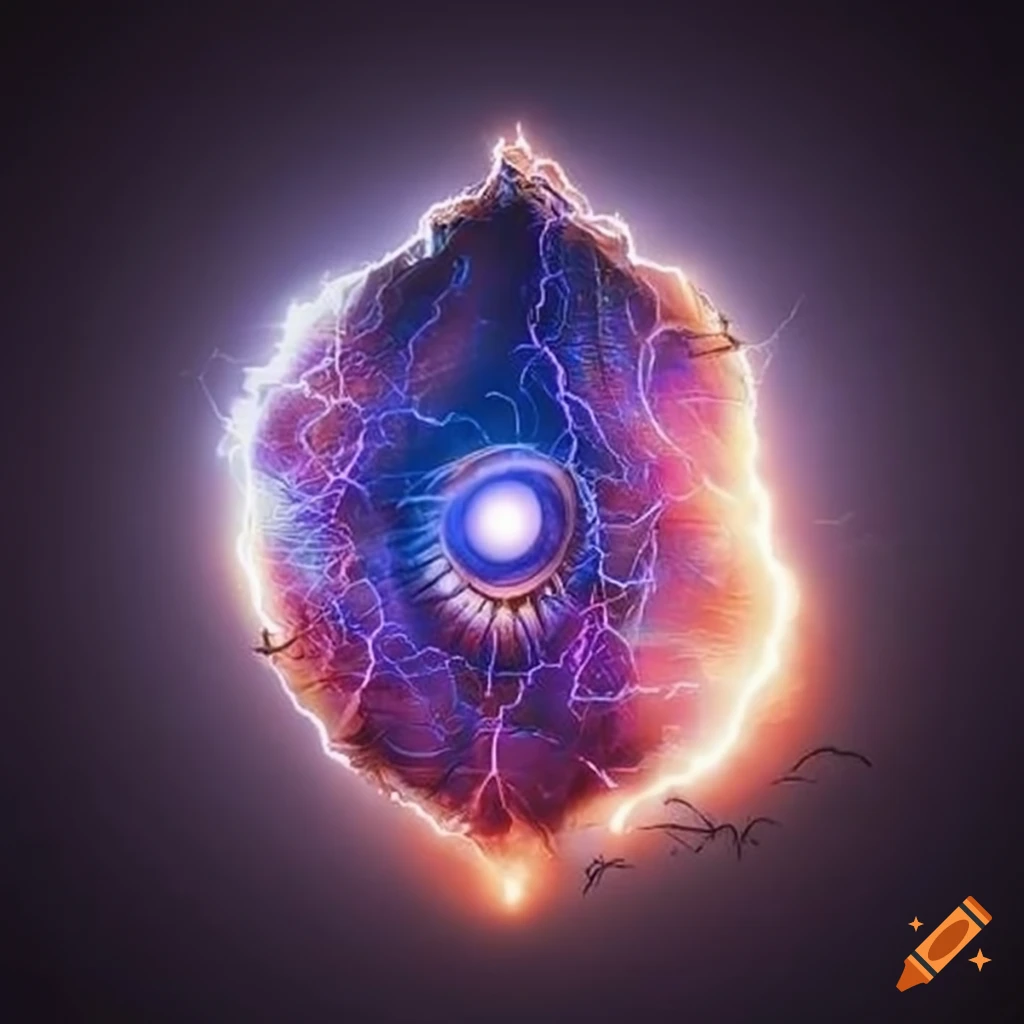lightning shield with an eye in the center