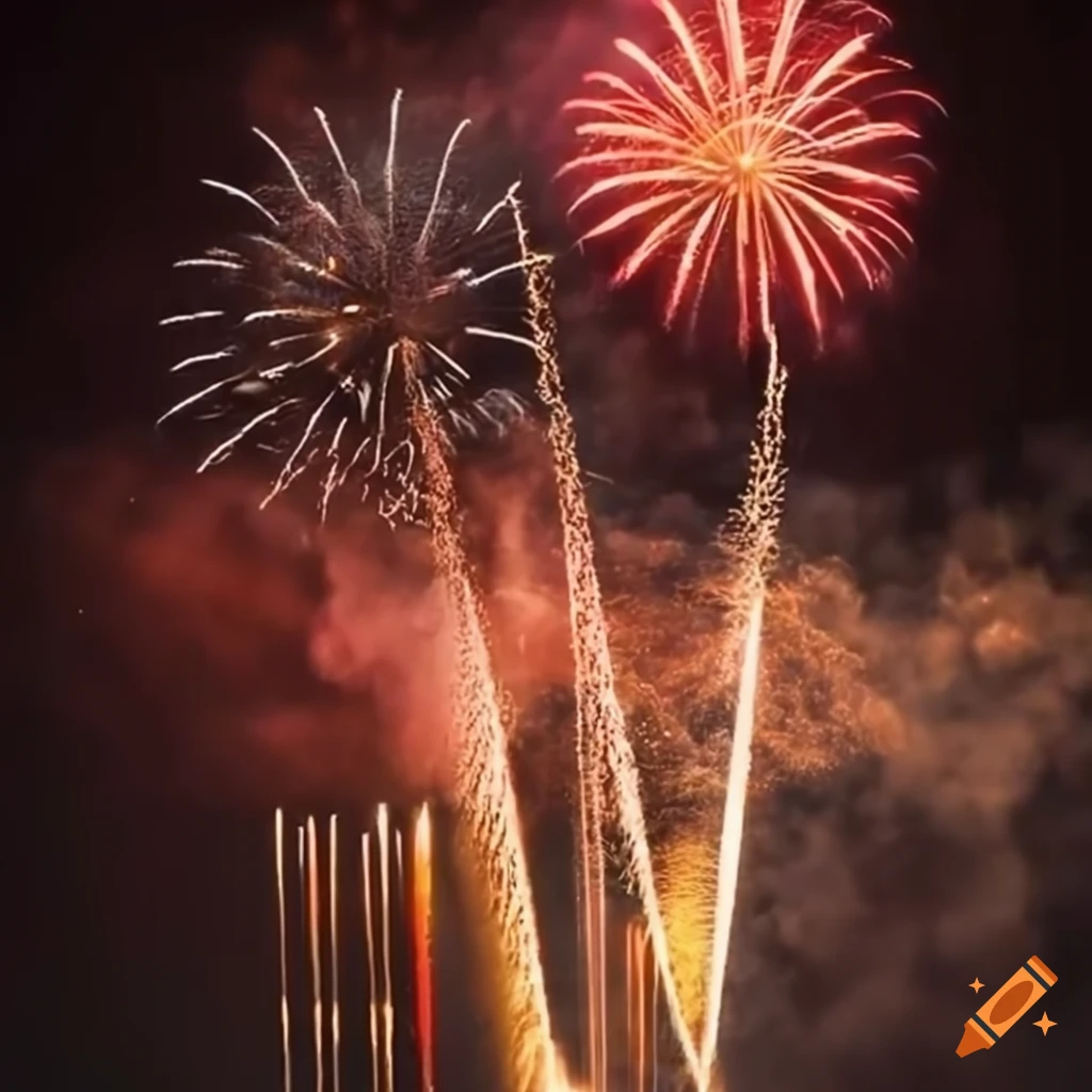 vertical picture of fireworks over a bridge