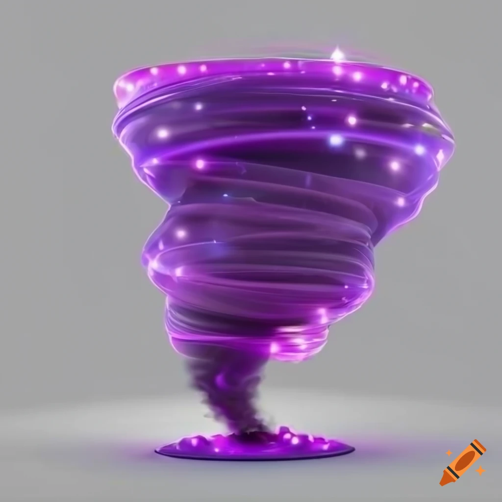 3D rendering of a stormy tornado with purple lights