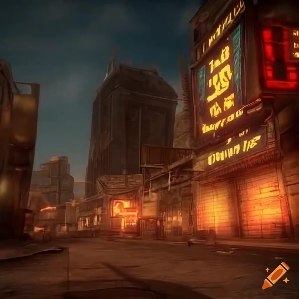 ultra-realistic rendering of Fallout New Vegas strip