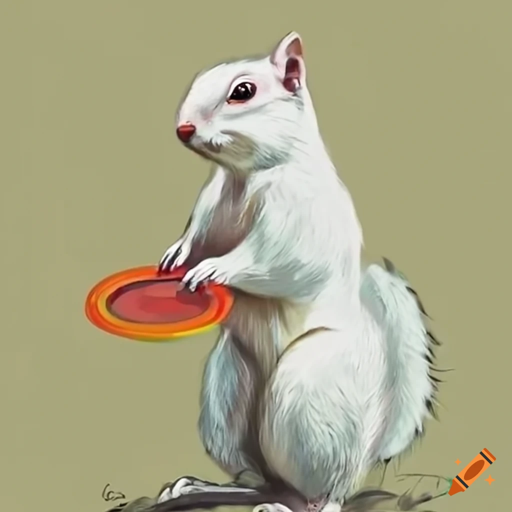 Albino squirrel playing disc golf on Craiyon