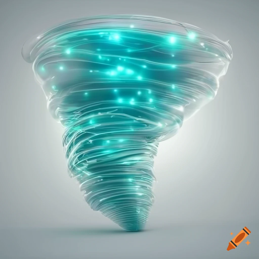 3D rendering of a tornado with turquoise lights