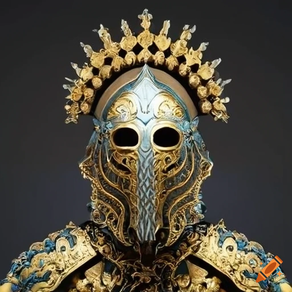 symmetrical gilded steel helmet