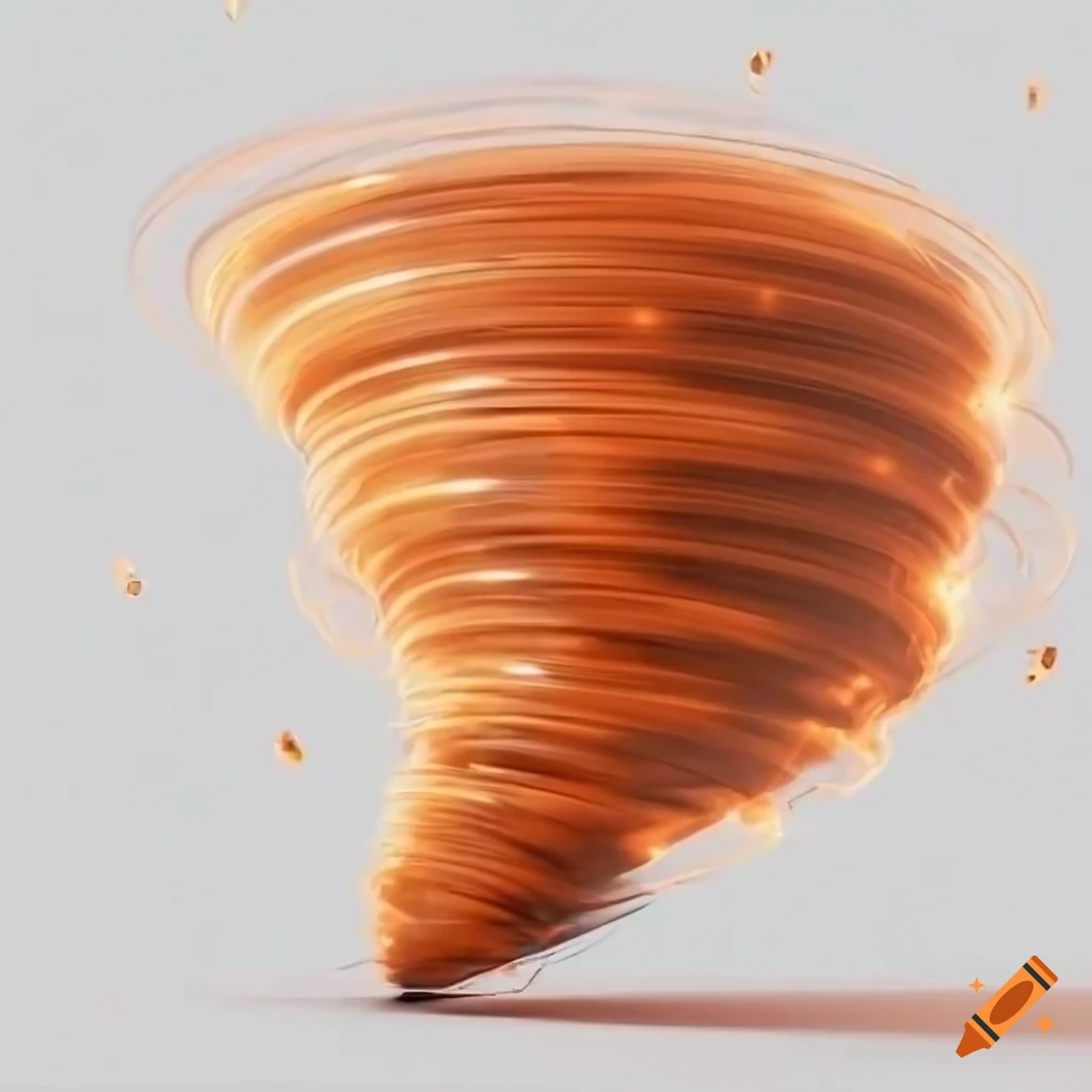 3D rendering of a tornado with orange lights