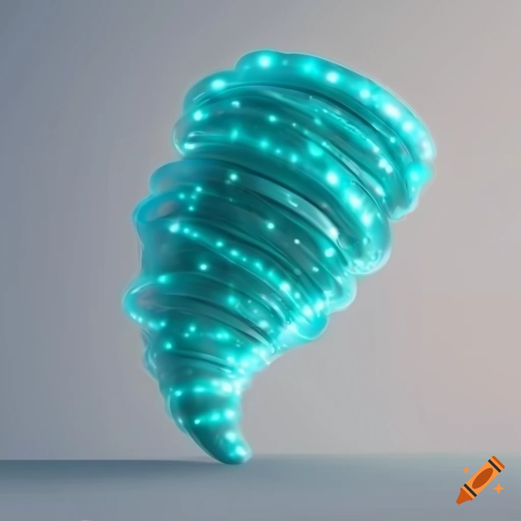 3D rendering of a tornado with turquoise lights