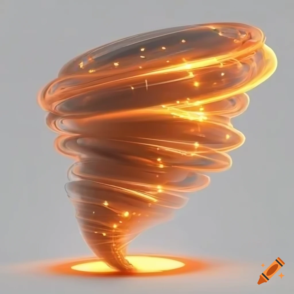 3D rendering of a tornado with orange lights