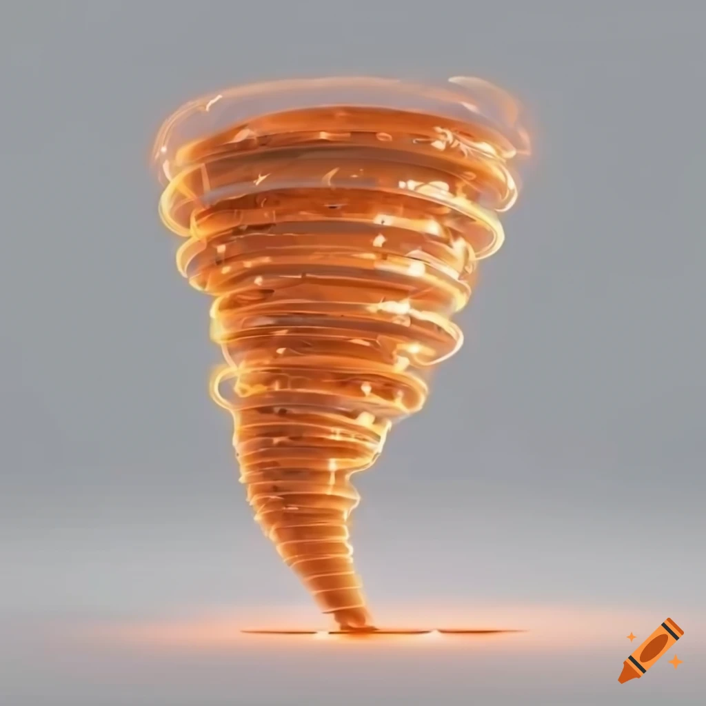 3D rendering of a tornado with orange lights
