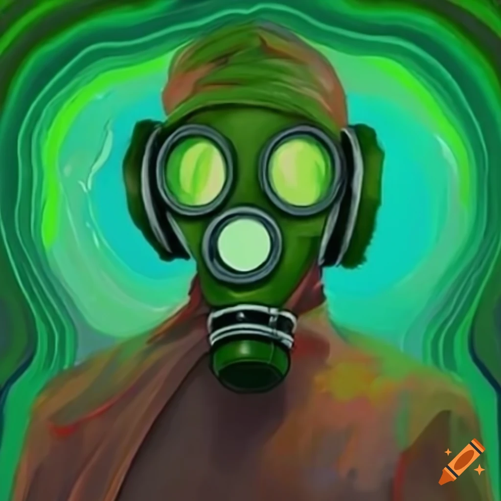 profile picture with a green aura and a gas mask