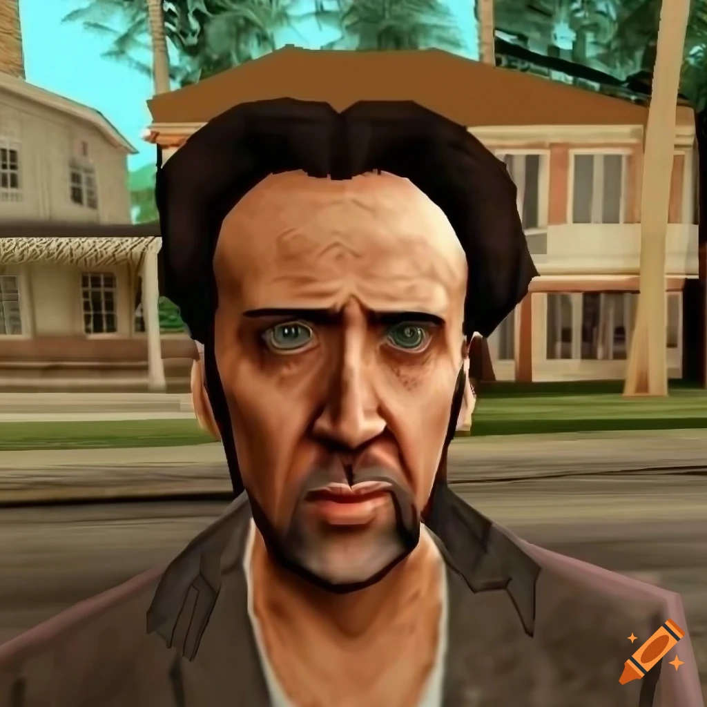 Nicolas cage character in gta san andreas on Craiyon