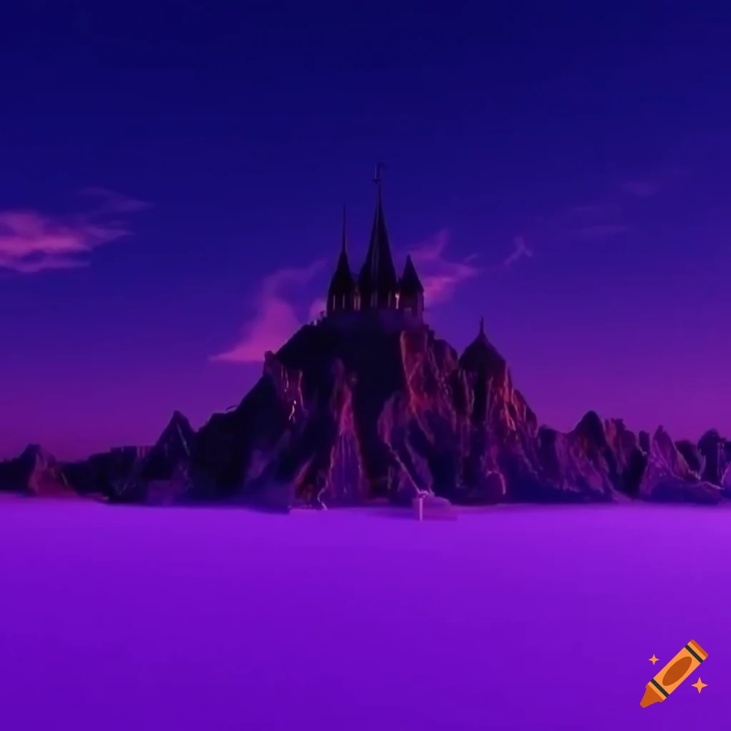 Lavender fantasy castle floating in the sky