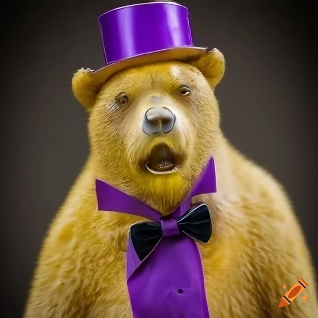 Artwork of a metal automaton wearing a grizzly bear skin on Craiyon