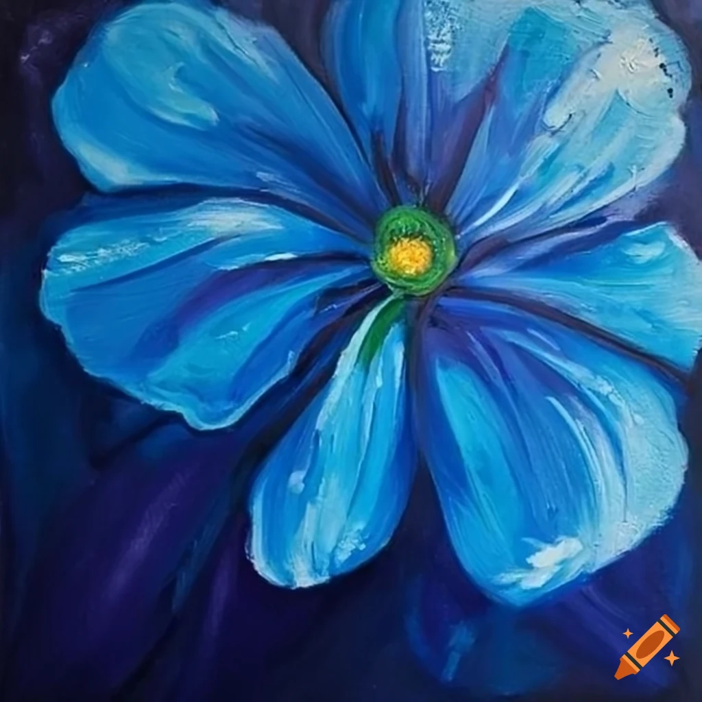 acrylic painting of a blue flower