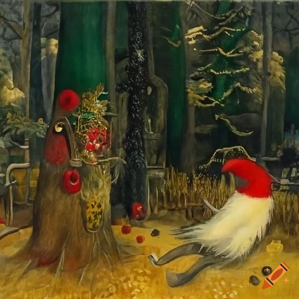 Intricate painting of a christmas tree made of fluffy feathers on Craiyon