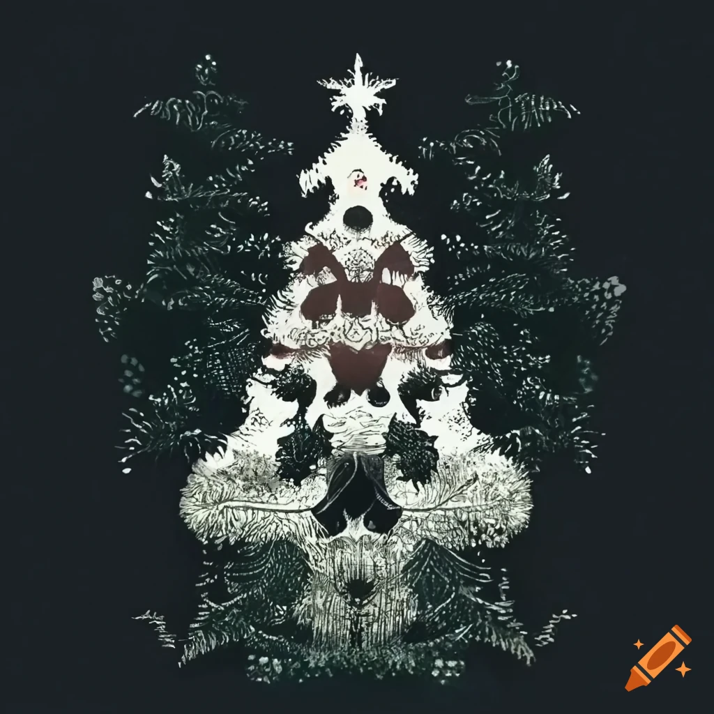Christmas tree with inkblot card decorations