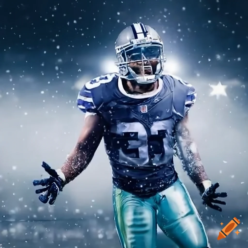 Football game with explosive touchdown celebration in the snow on Craiyon