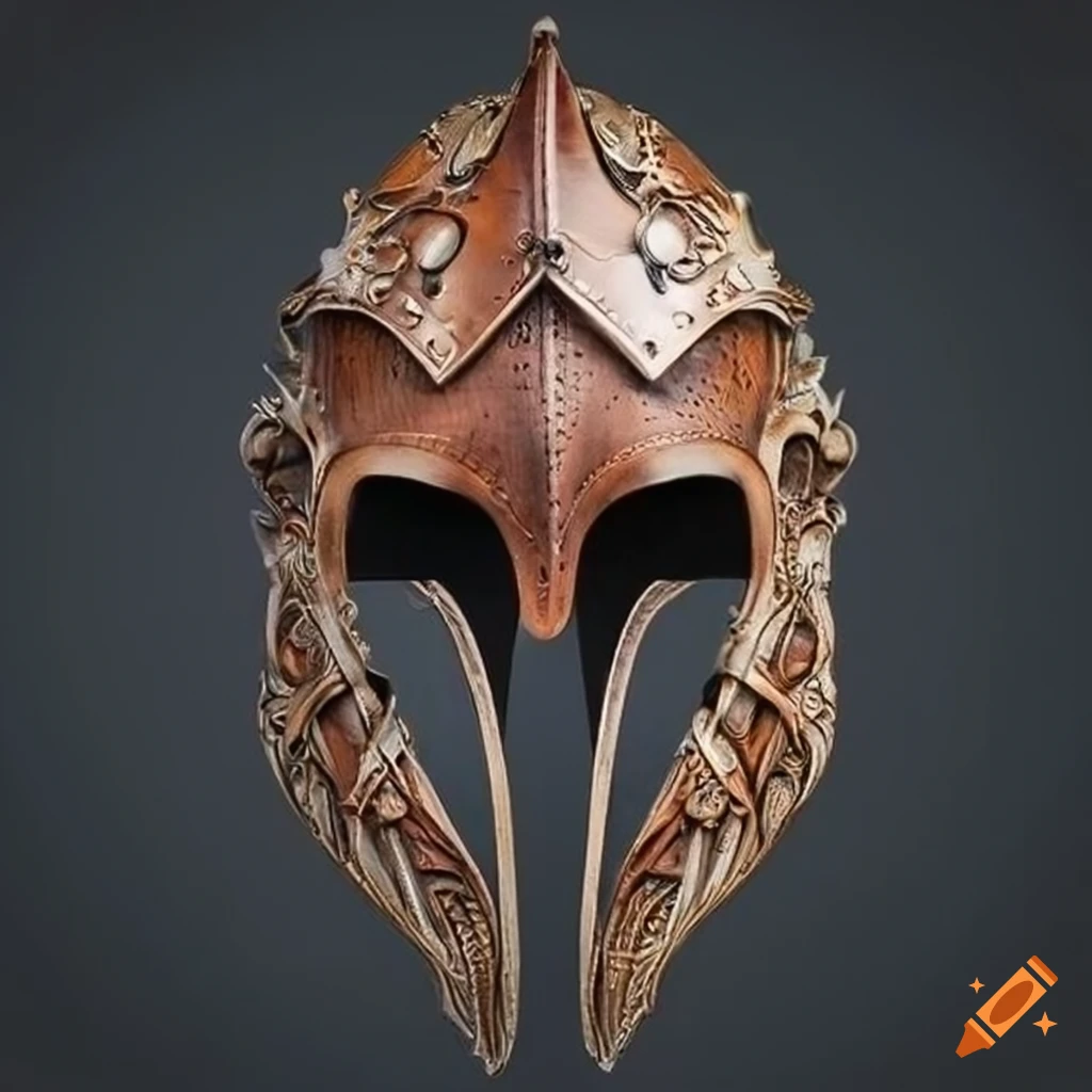 intricate leather helmet