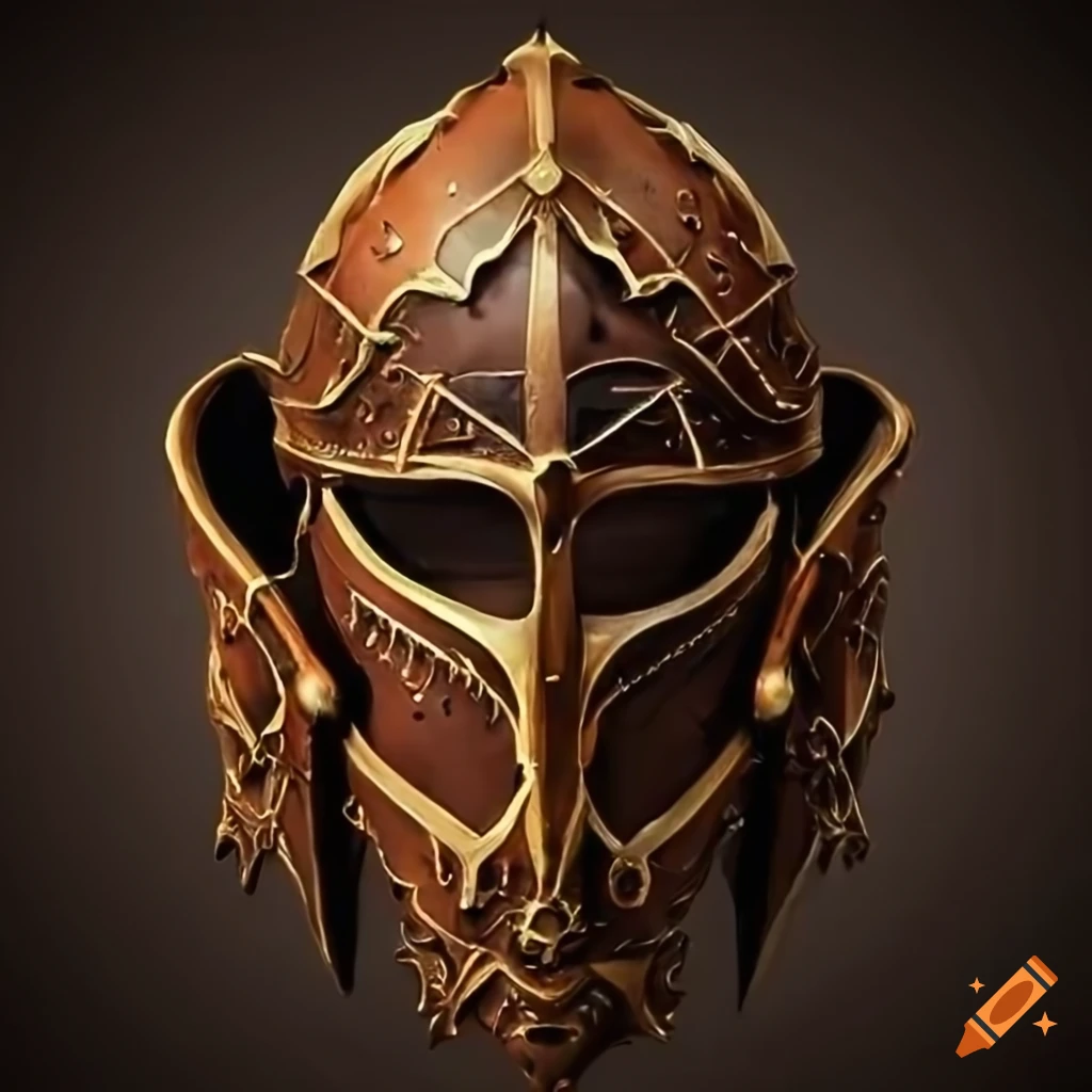 intricate fantasy mythic leather helm