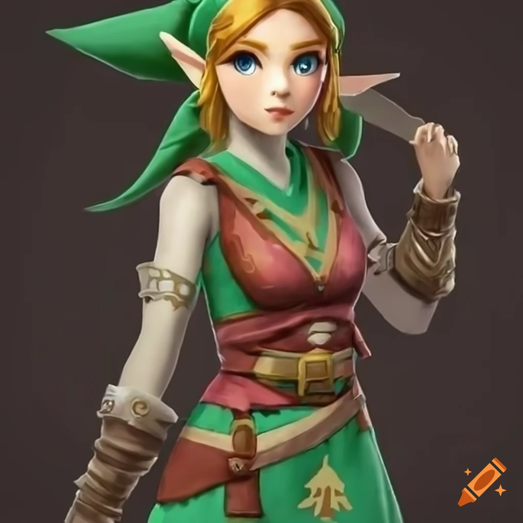 Cosplay of female link in traditional asian dress