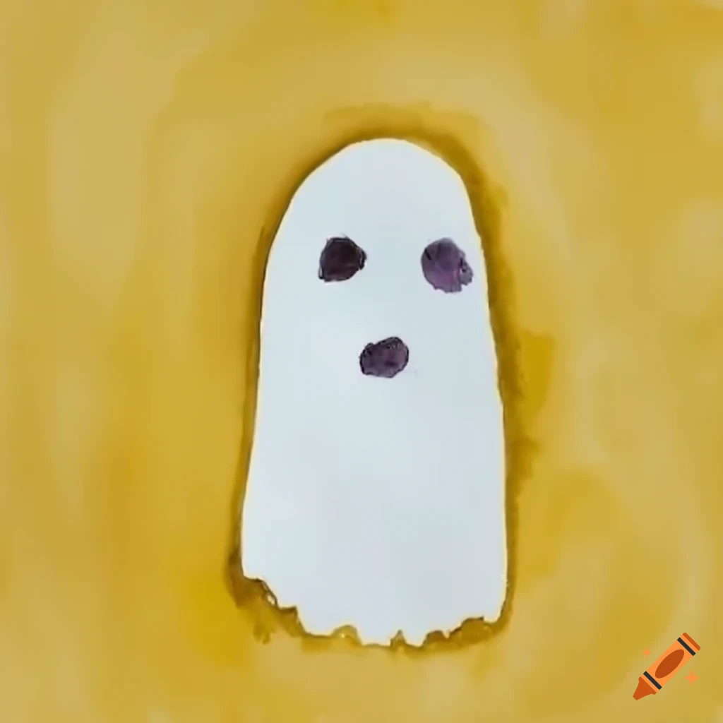 Yellow background with a classic ghost on Craiyon