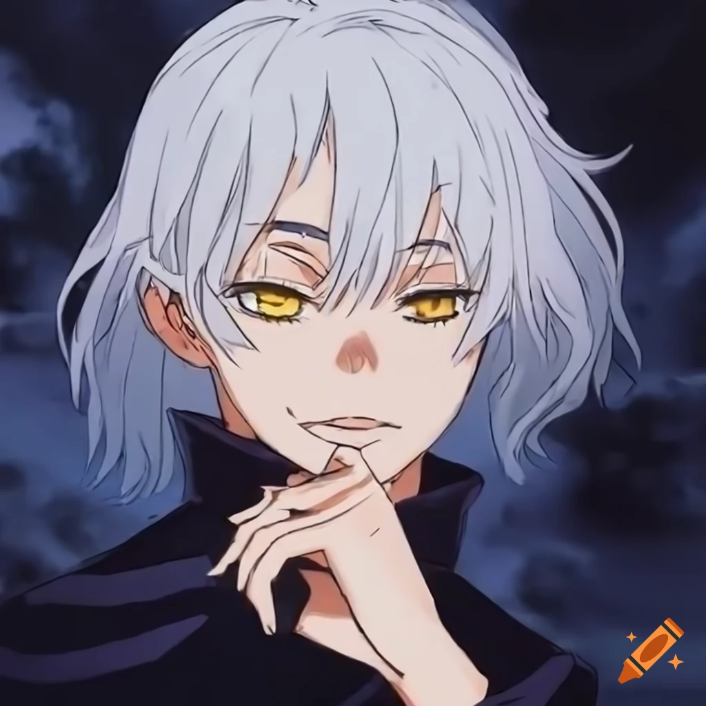white-haired girl with yellow eyes inspired by Jujutsu Kaisen