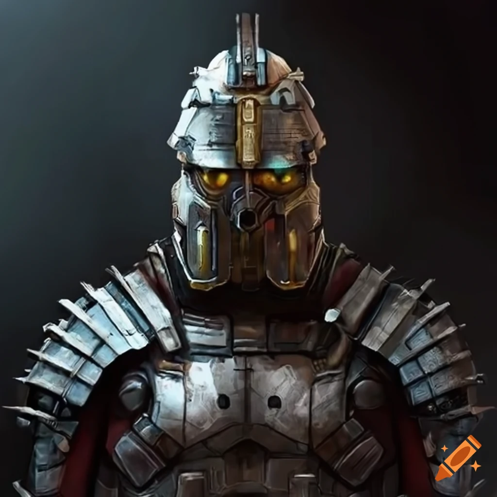 picture of a futuristic roman soldier with cybernetic enhancements