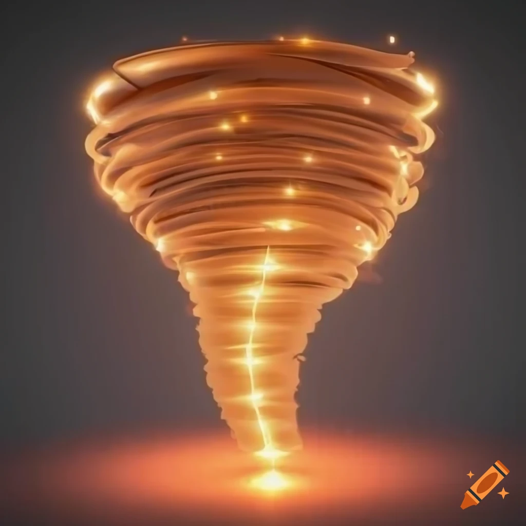 3D rendering of a striking tornado with bright lights