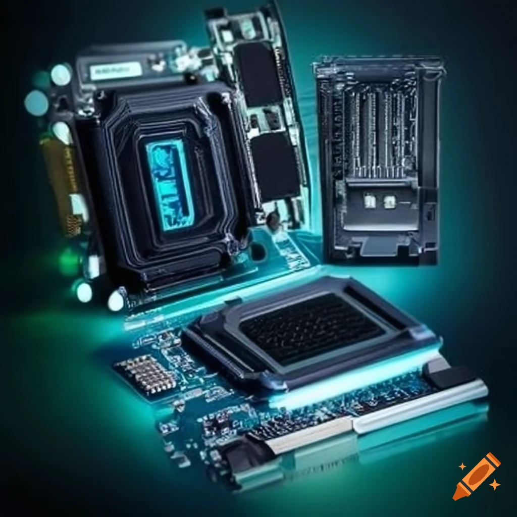 computer parts on a white background