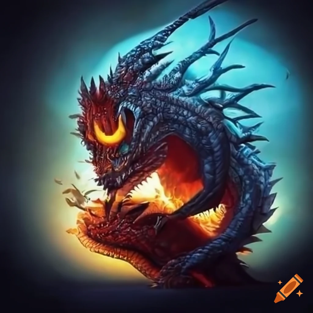 imagem de um dragão de gelo em cima de uma montanha