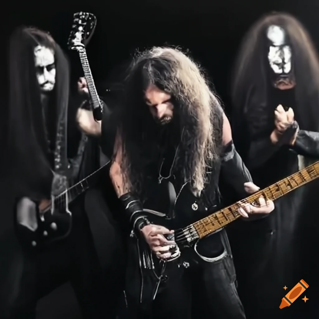 live performance of a black metal band playing with a telecaster guitar