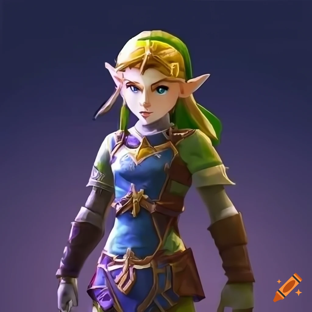 Cosplay of female link in iconic sheikah outfit on Craiyon