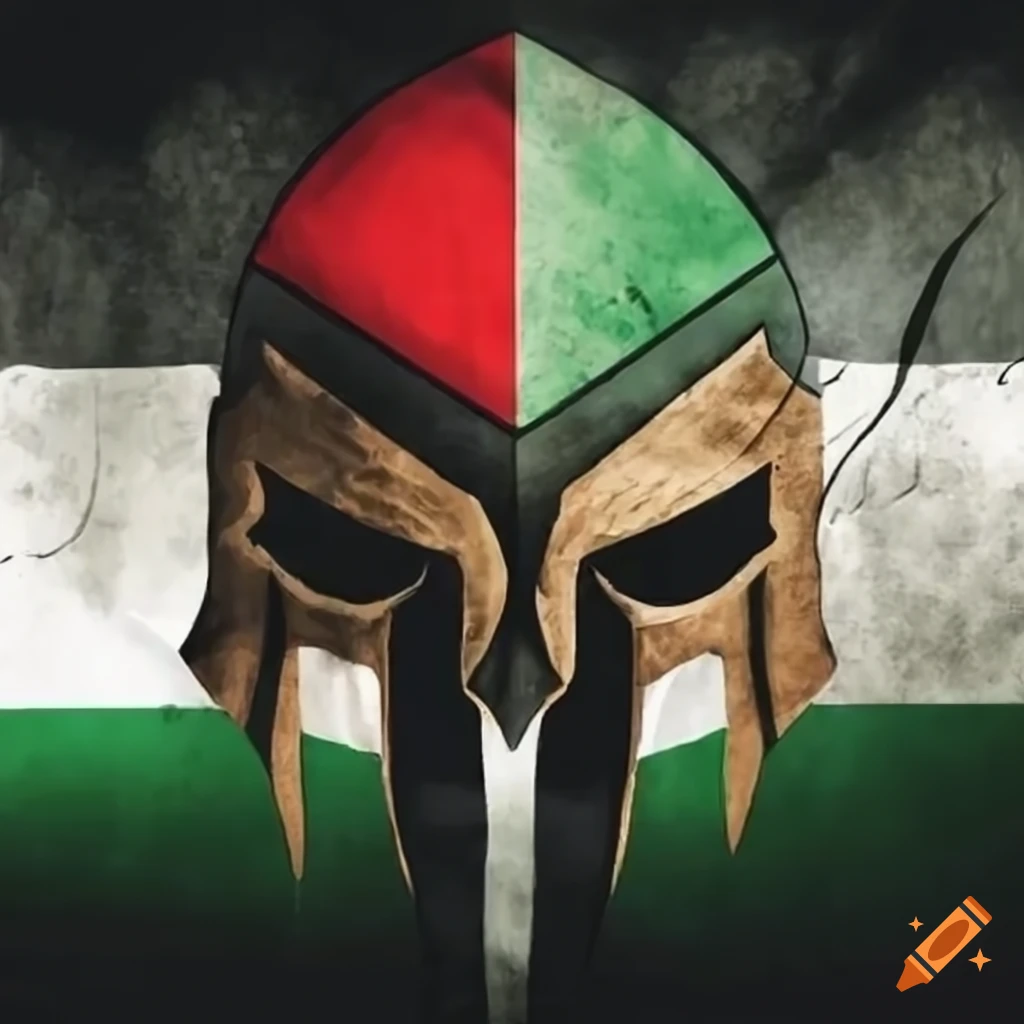 Image of a spartan warrior waving the palestinian flag on Craiyon