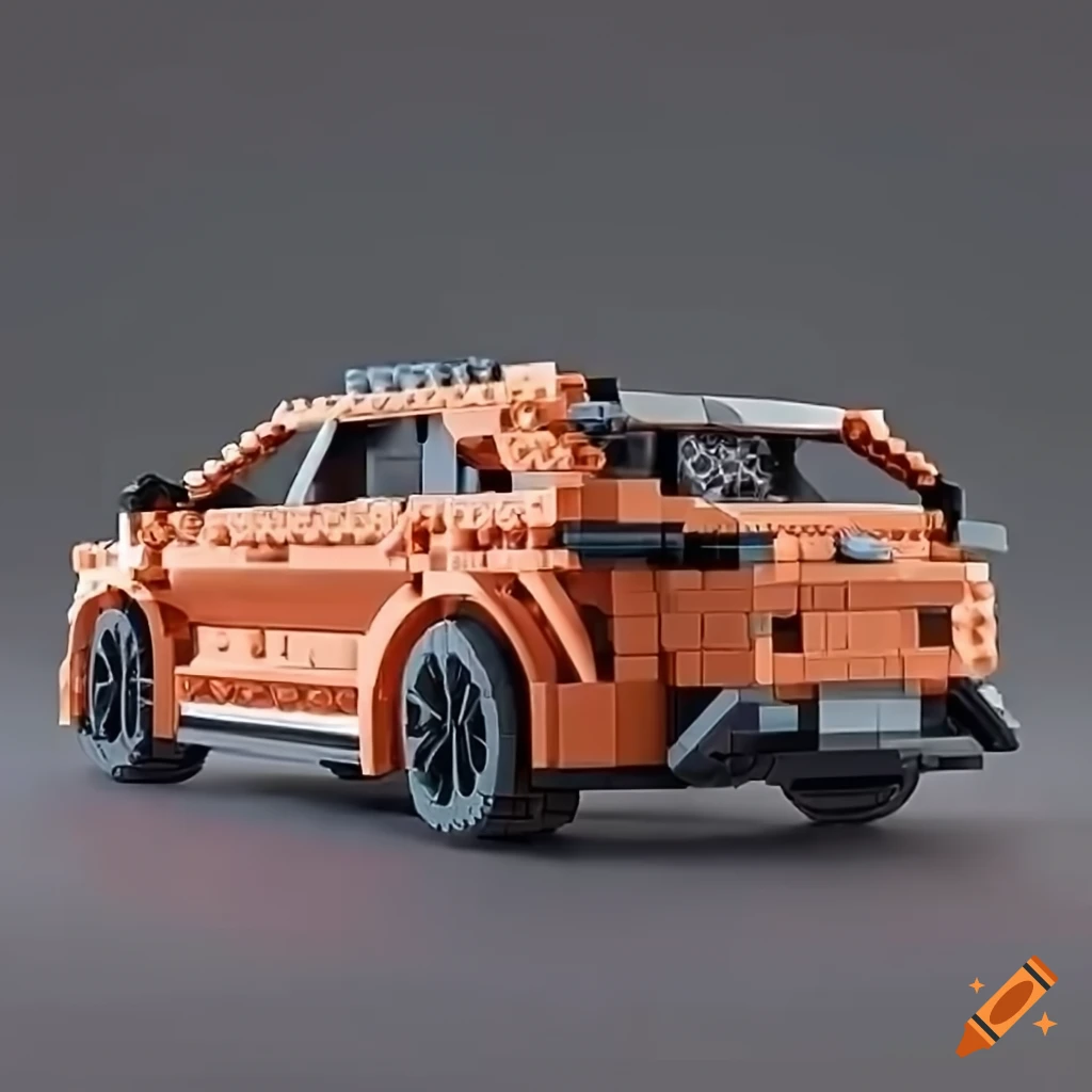 Image of an orange kia ceed gt line 2022 made of lego on Craiyon