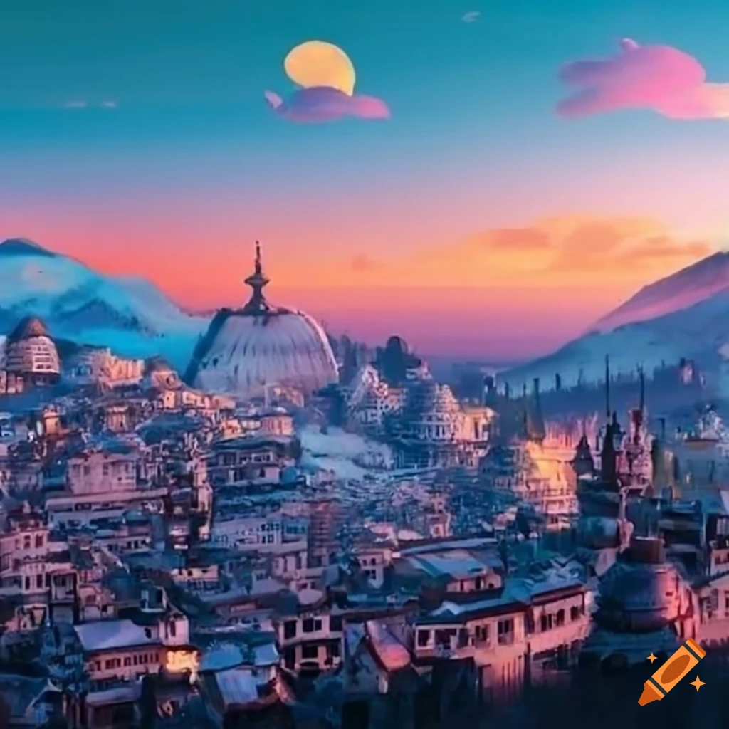 vibrant city nestled in the mountains