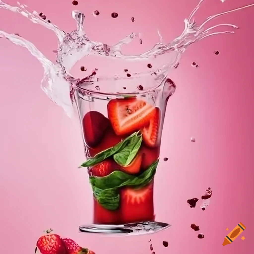 Vibrant smoothie exploding out of a blender