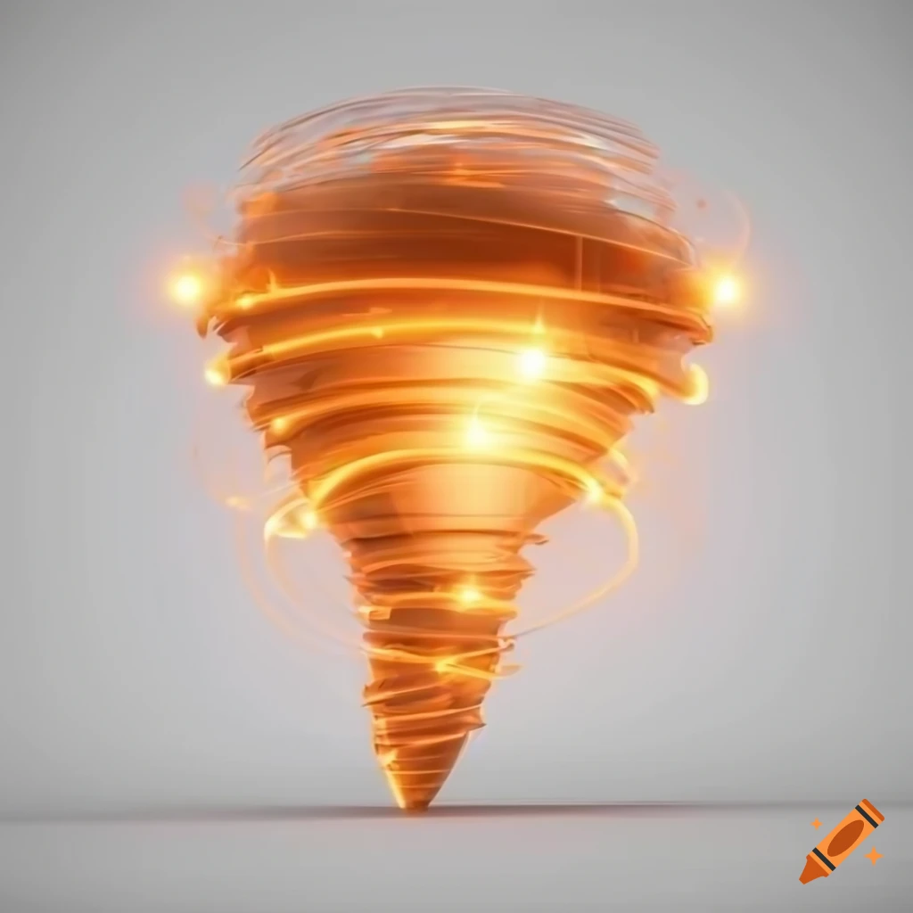 3D rendering of a powerful tornado with dazzling lights