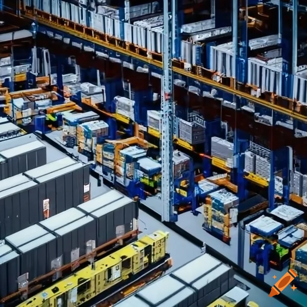 fully automated warehouse system from high above