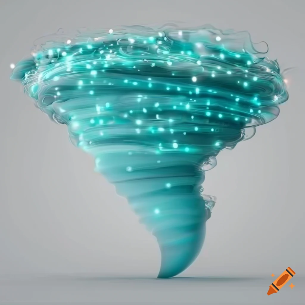 3D rendering of a tornado with turquoise lights