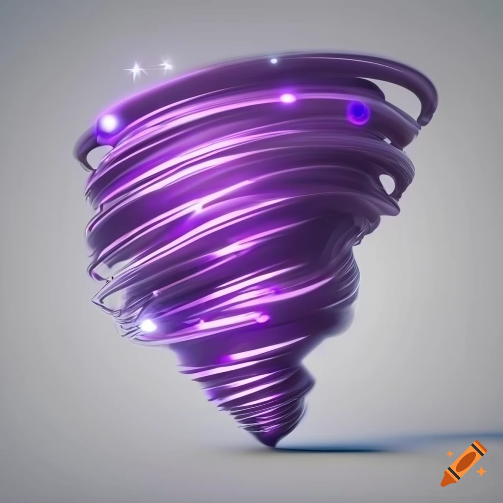 3D rendering of a purple-lit tornado on a white background