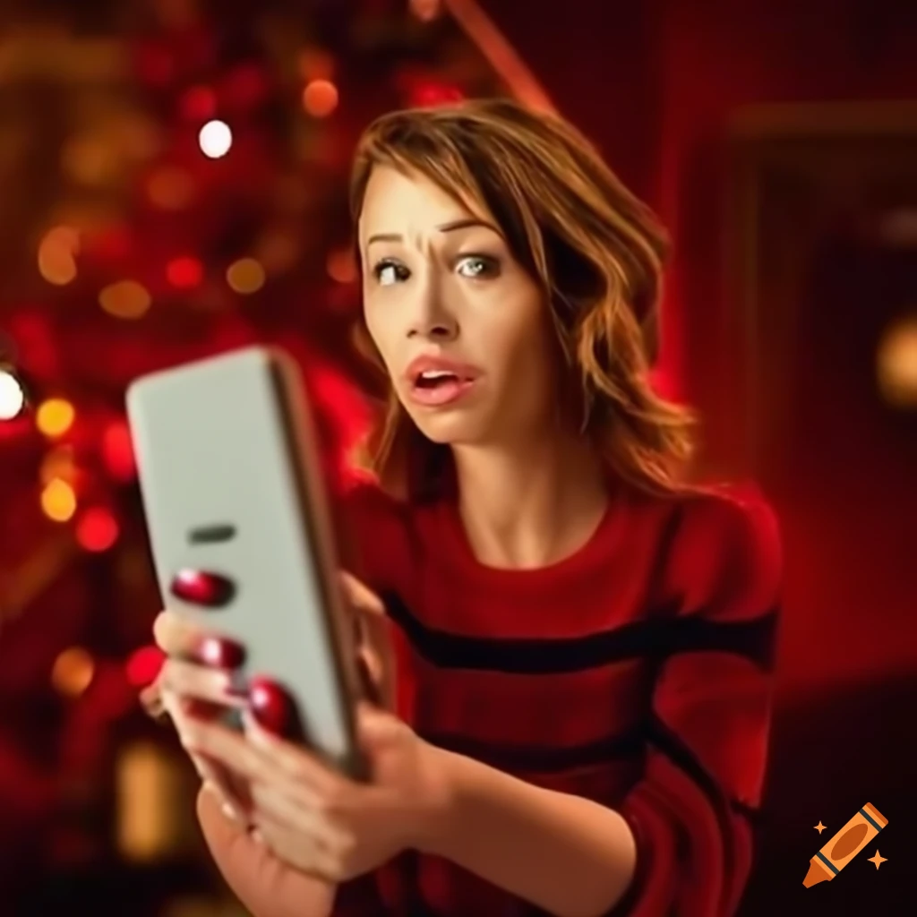 woman-searching-for-tv-remote-in-christmas-decorations-on-craiyon