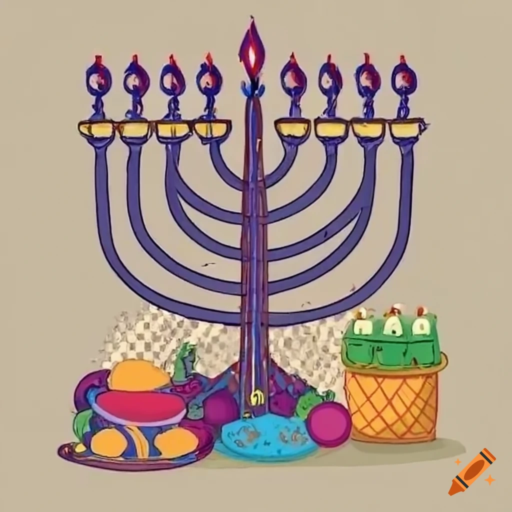 vibrant Hanukkah decorations and festive ambiance