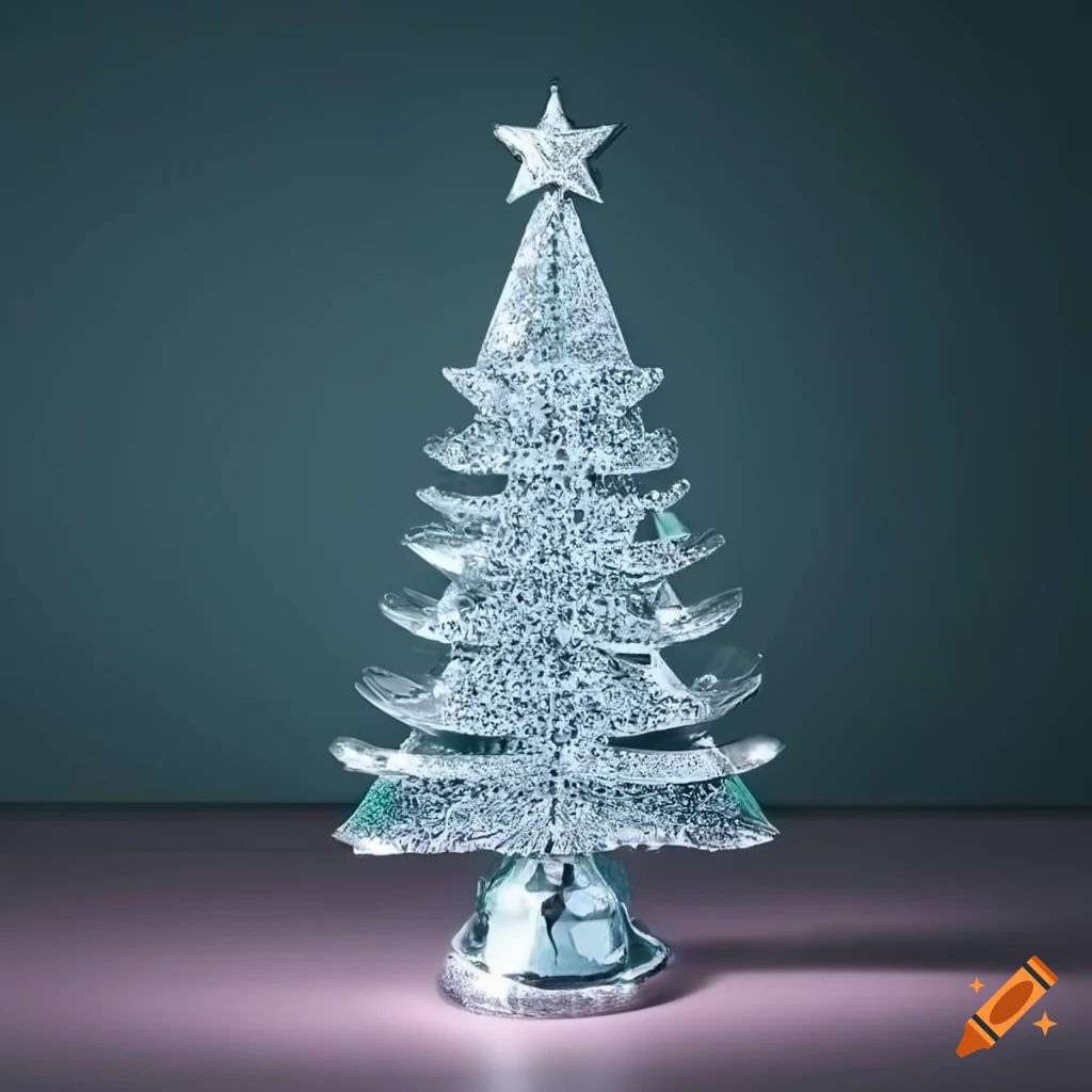 Aluminum christmas tree with shiny decorations on Craiyon