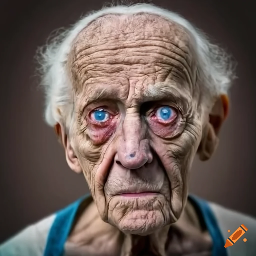 portrait of a serious elderly man with blue eyes
