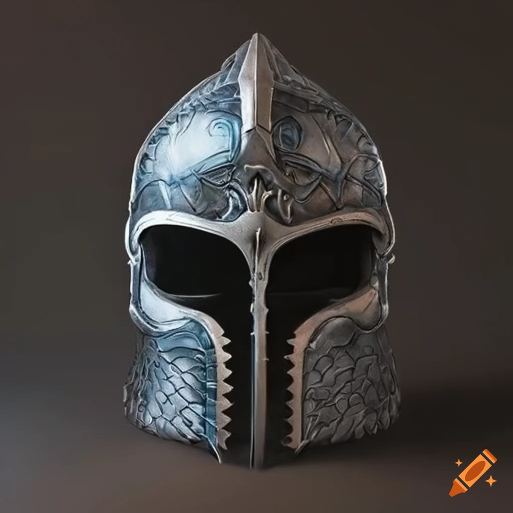 intricate steel astral symmetrical helmet