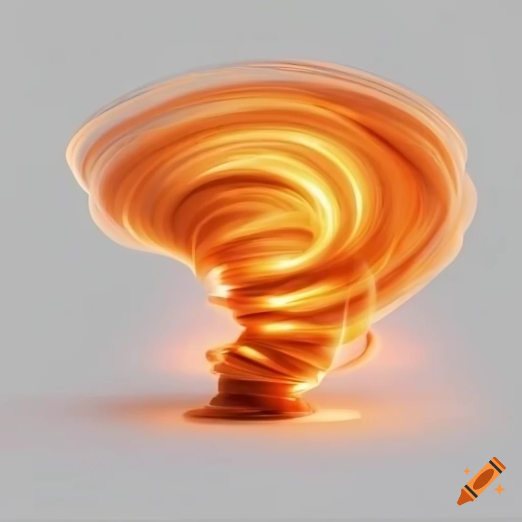 3D rendering of a powerful tornado with orange lights