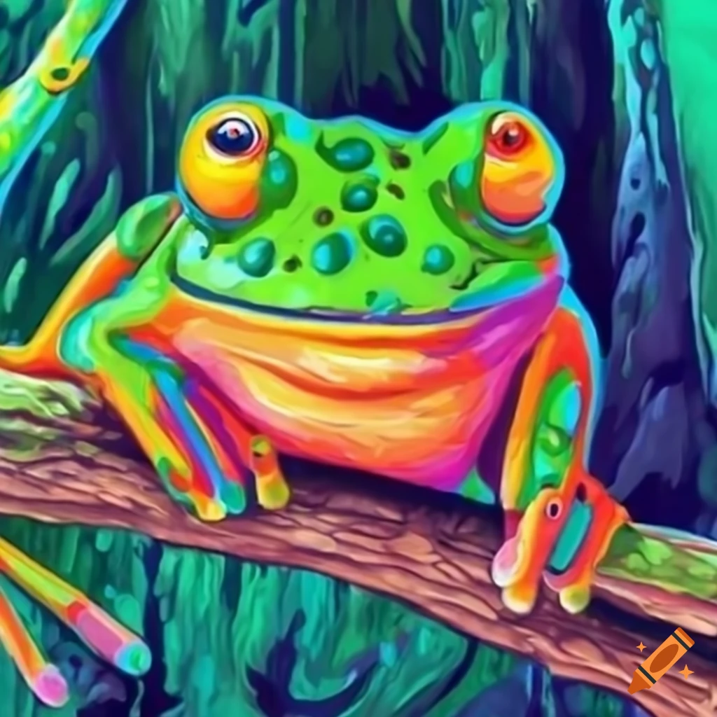 colorful frog in a forest