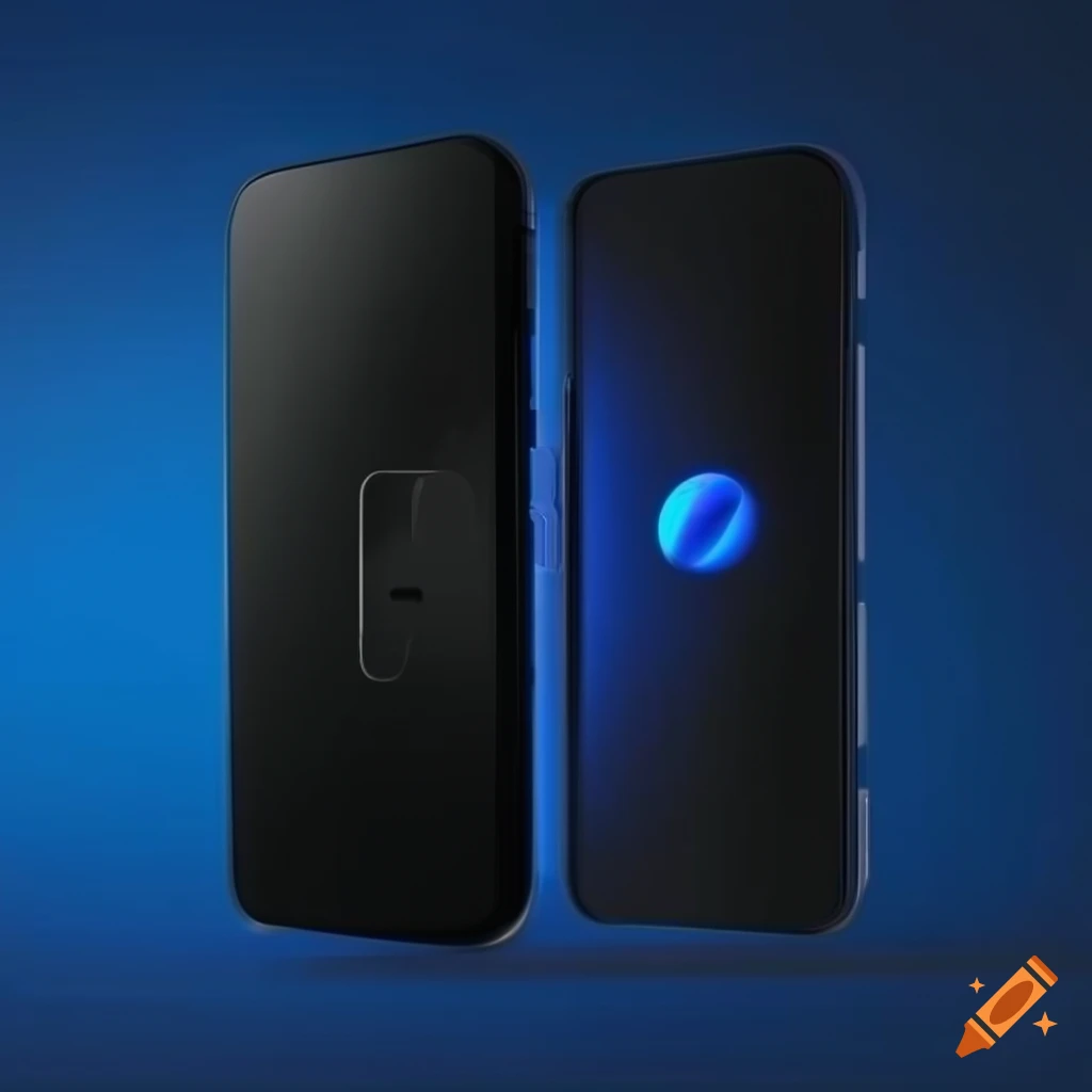 realistic futuristic smartphone on dark blue background