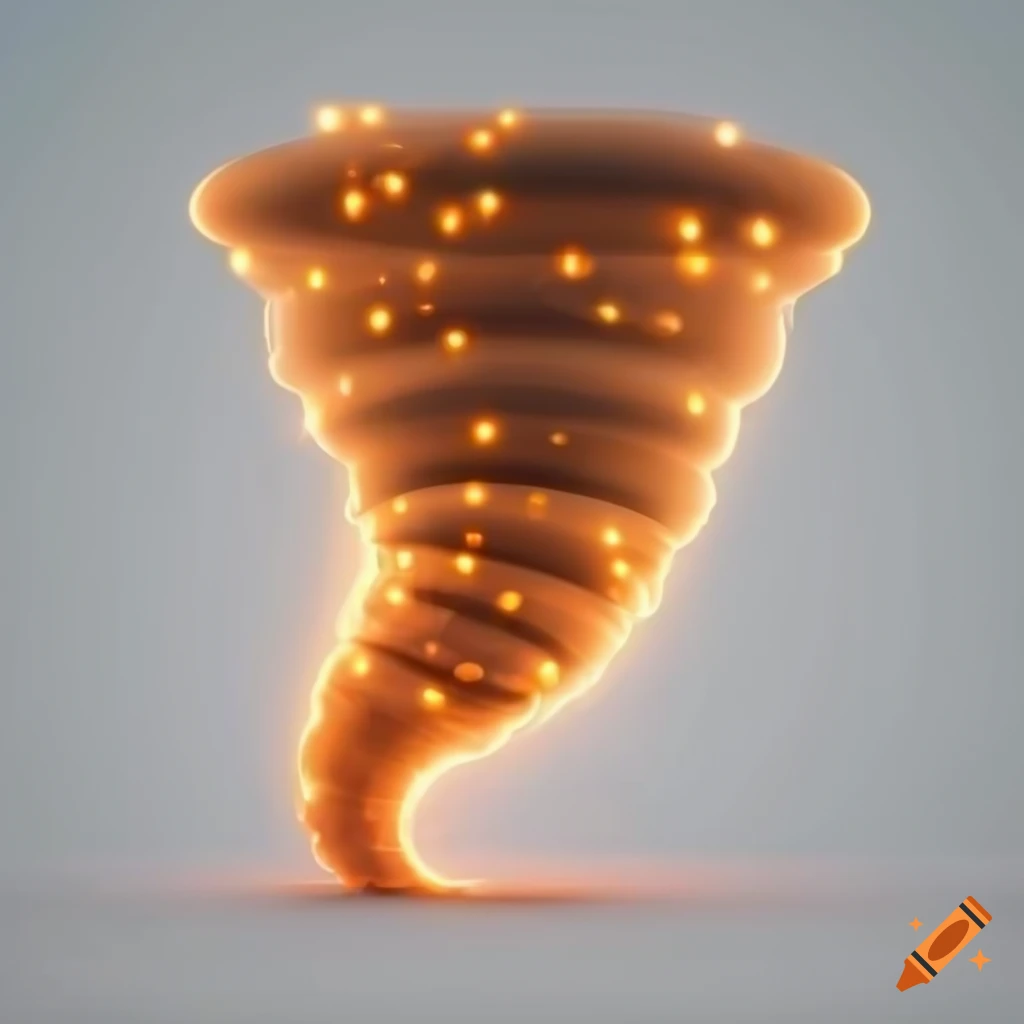 3D rendering of a dazzling tornado with orange lights