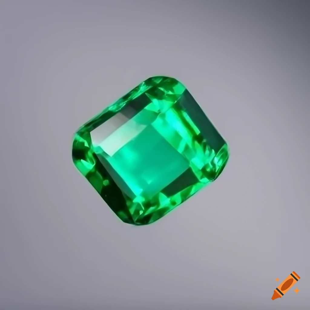 emerald gemstone with white background