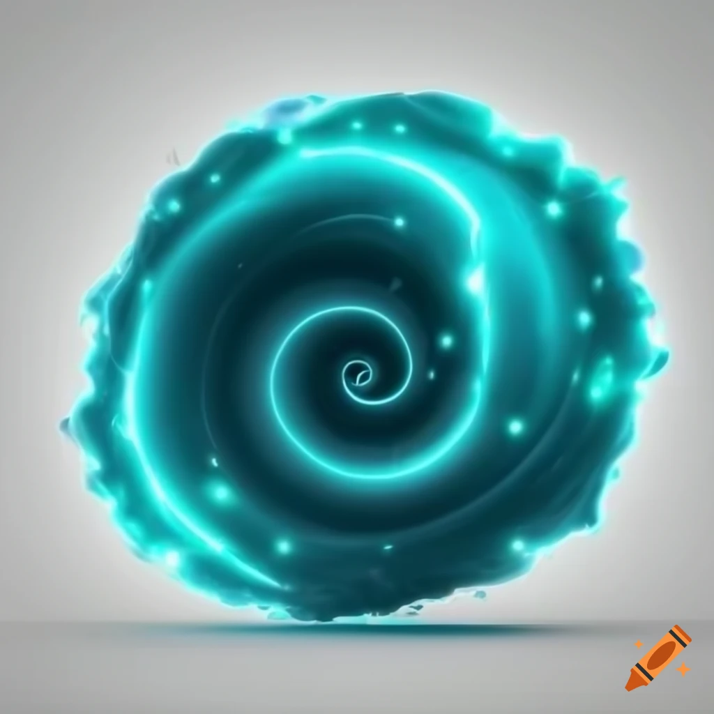 3D rendering of a powerful tornado with dazzling turquoise lights