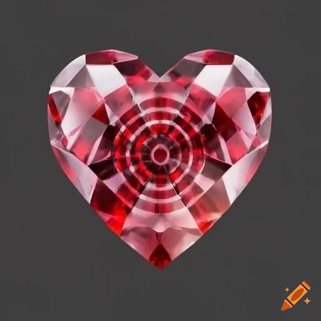 Red crystal heart with bullseye